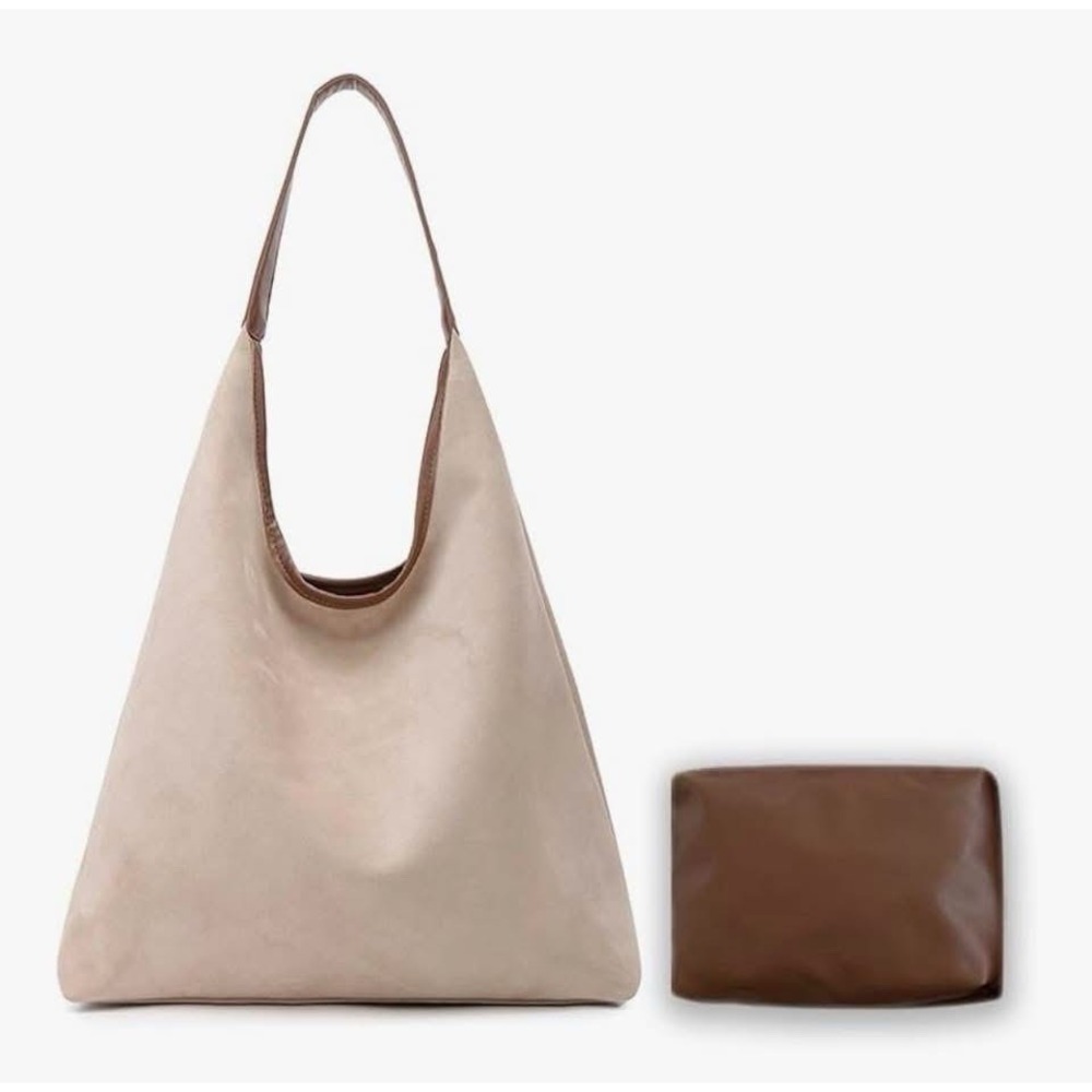 Women's Beige‎ & Brown Solid Shoulder Bag with Shoulder Strap and Pouch
